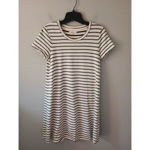 Madewell Women's Size XS‎ T-Shirt Dress Black White Striped 100% Cotton Mini